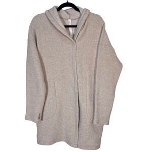 Lululemon Wool Silk Blend Cardigan Jacket Beige Women 's Medium Fall Winter FLAW